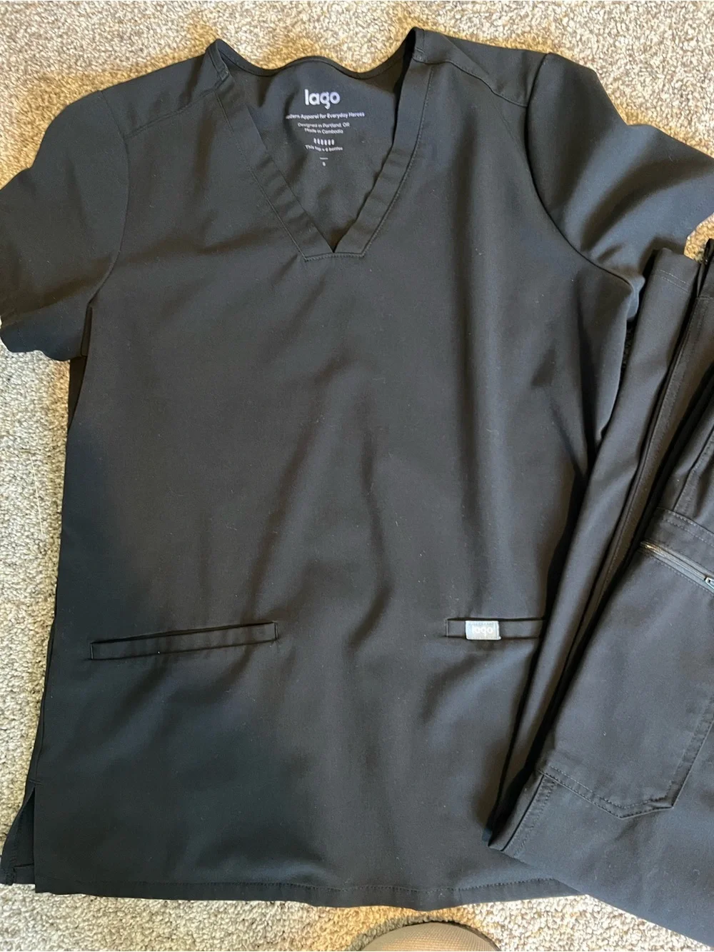 Lago Black Scrub Set (Top & Pants) - Picture 4 of 4